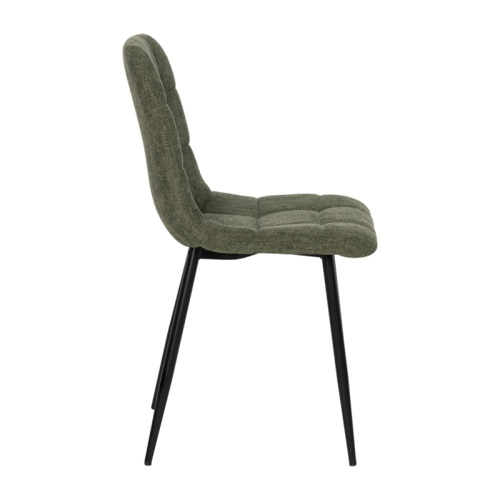 Set 4 scaune dining din stofă verde cu metal negru [3]