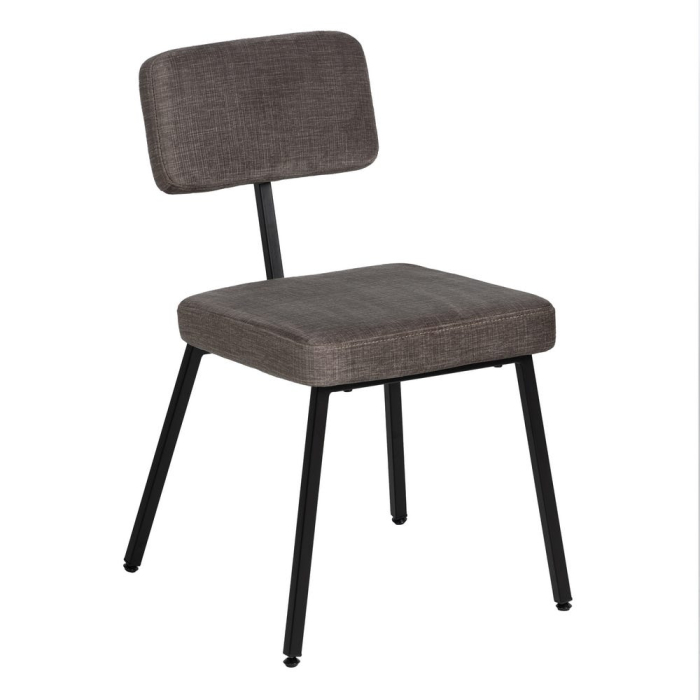 Set 4 scaune dining gri din stofă cu picioare metalice negre [2]