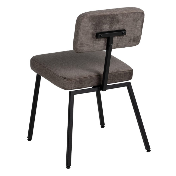 Set 4 scaune dining gri din stofă cu picioare metalice negre [4]