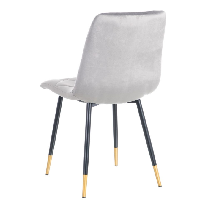 Set 4 scaune dining HoReCa din catifea gri cu picioare negre și vârfuri aurii [4]