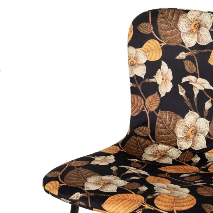 Scaune cu imprimeu floral, fundal închis și picioare metalice [6]
