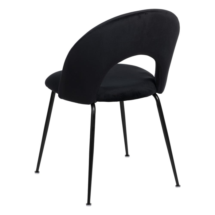 Set scaune dining negre cu spătar decupat și picioare metalice [5]