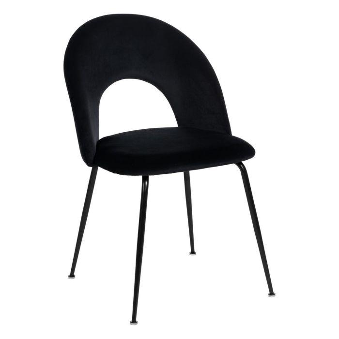 Set scaune dining negre cu spătar decupat și picioare metalice [3]