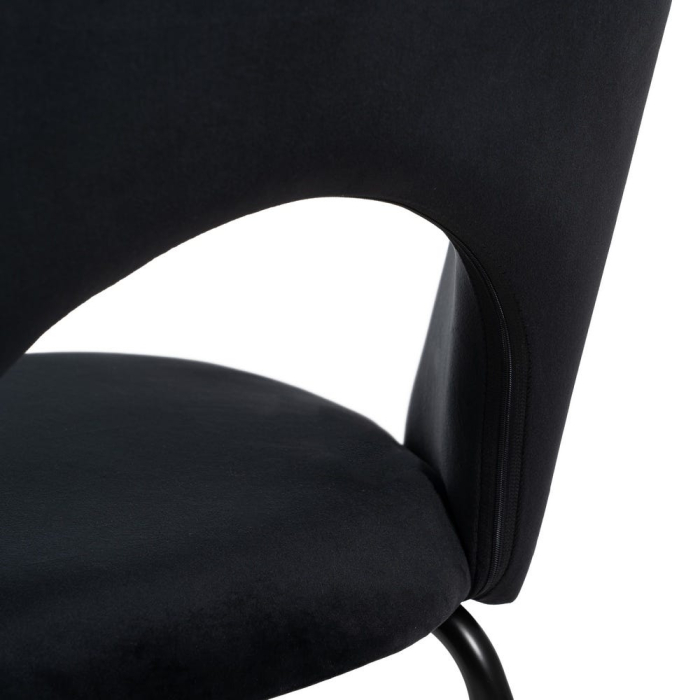 Set scaune dining negre cu spătar decupat și picioare metalice [12]