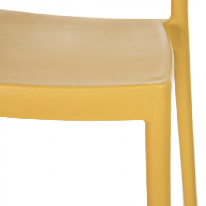 Scaune galbene cu spătar baroc, din polipropilenă – set 4 bucăți, stivuibile [8]