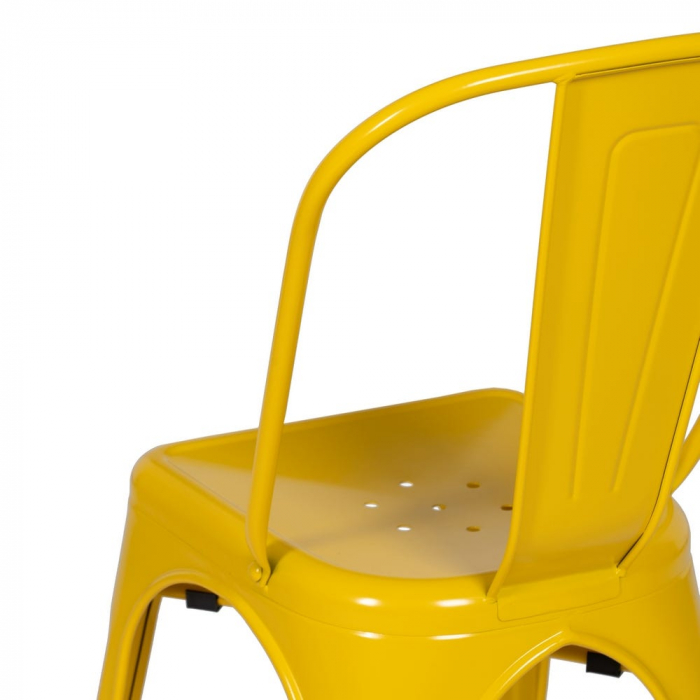 Scaune galbene metalice, stil industrial Tolix – set 4 bucăți, stivuibile [10]