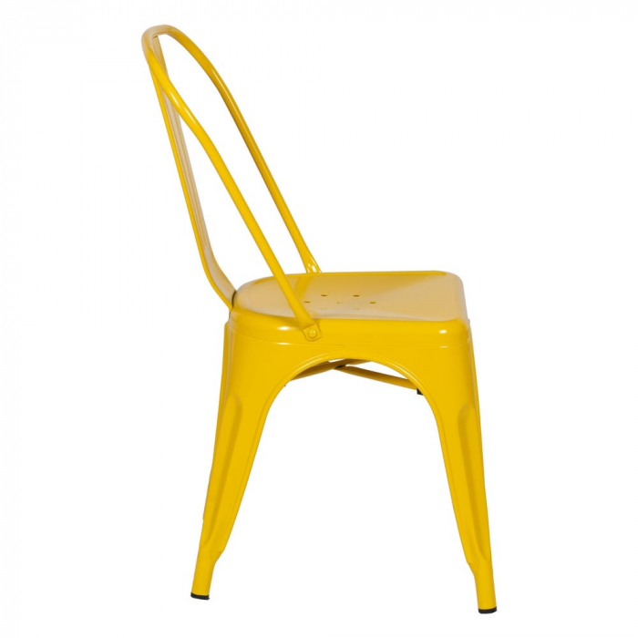 Scaune galbene metalice, stil industrial Tolix – set 4 bucăți, stivuibile [3]