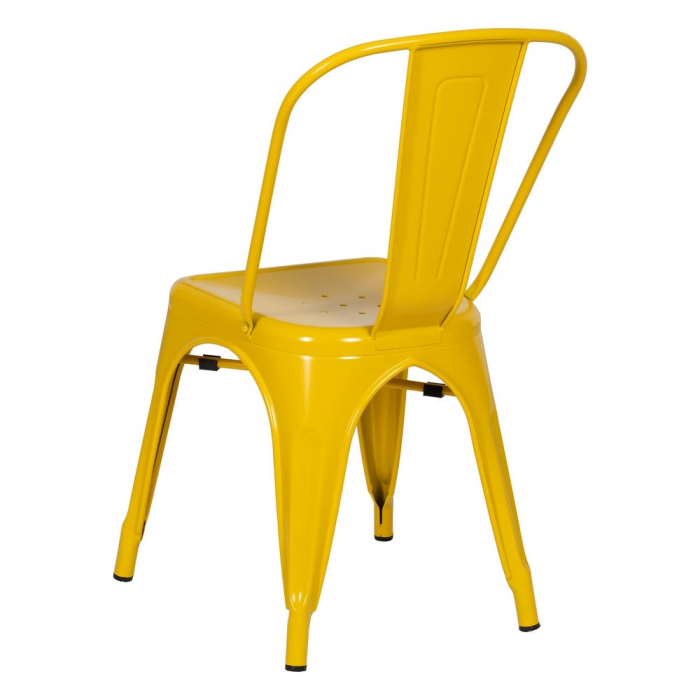 Scaune galbene metalice, stil industrial Tolix – set 4 bucăți, stivuibile [4]