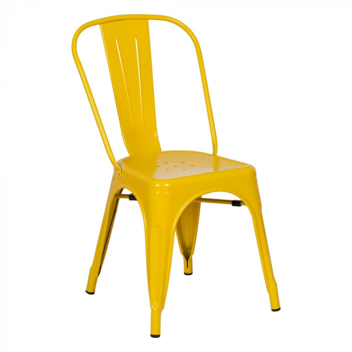 Scaune galbene metalice, stil industrial Tolix – set 4 bucăți, stivuibile [2]