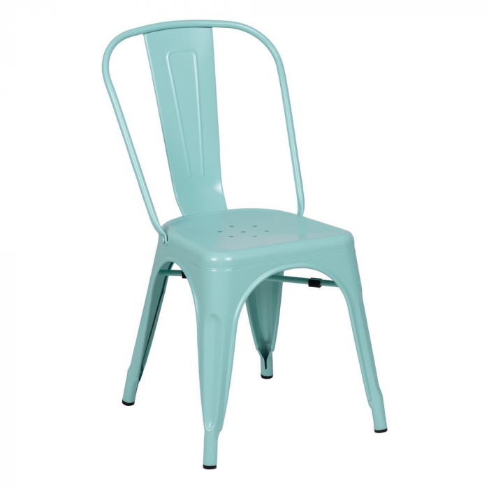 Scaune metalice turquoise stil Tolix – set 4 bucăți, robuste și stivuibile [2]