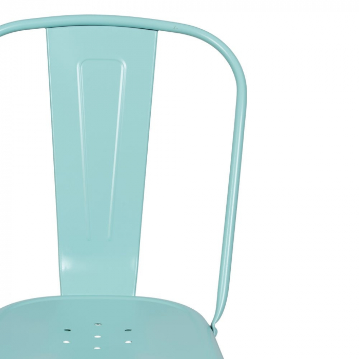 Scaune metalice turquoise stil Tolix – set 4 bucăți, robuste și stivuibile [5]