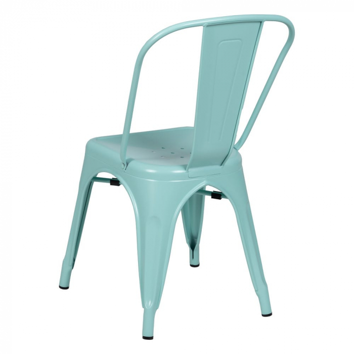 Scaune metalice turquoise stil Tolix – set 4 bucăți, robuste și stivuibile [4]