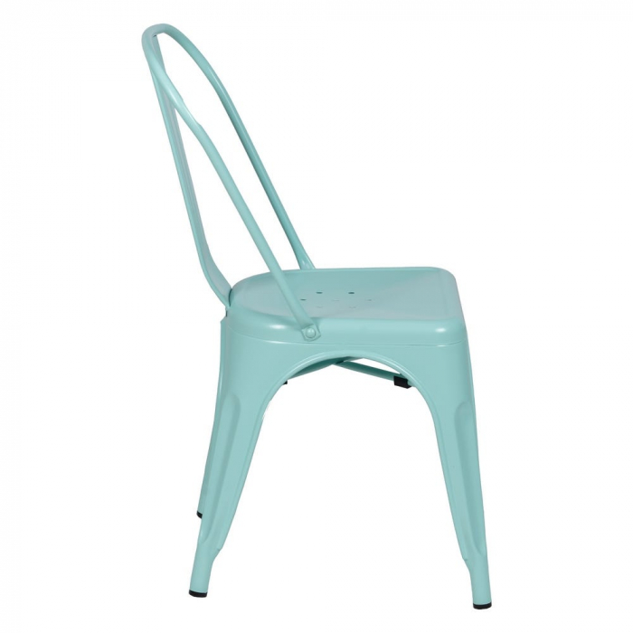 Scaune metalice turquoise stil Tolix – set 4 bucăți, robuste și stivuibile [3]