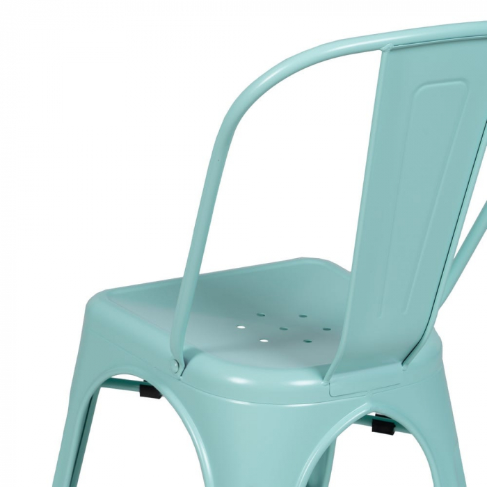 Scaune metalice turquoise stil Tolix – set 4 bucăți, robuste și stivuibile [10]