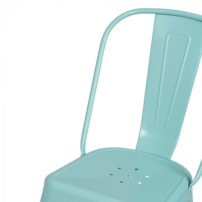 Scaune metalice turquoise stil Tolix – set 4 bucăți, robuste și stivuibile [6]