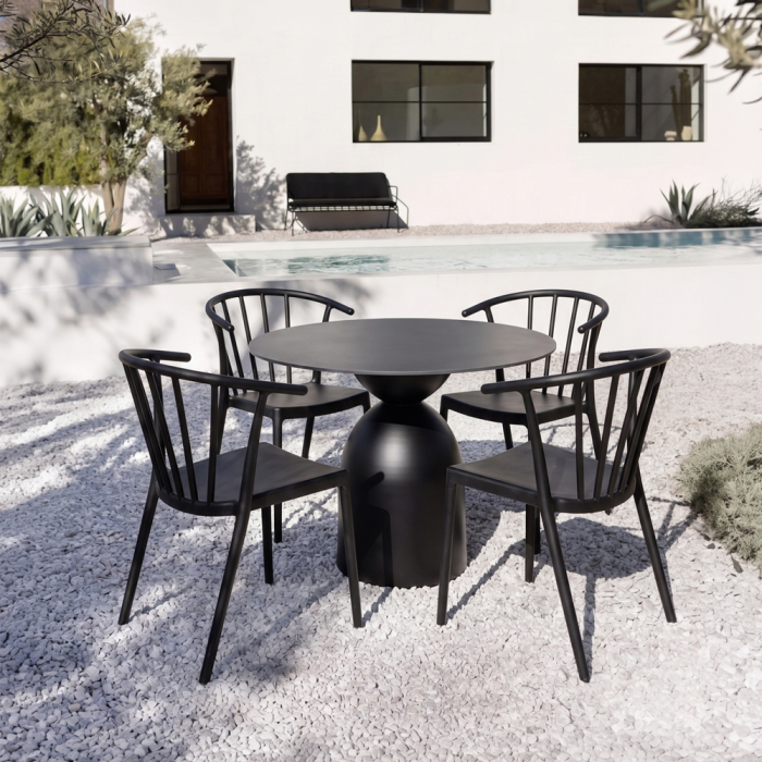 Set 4 scaune stivuibile de dining grădină și HORECA din polipropilenă negru [2]