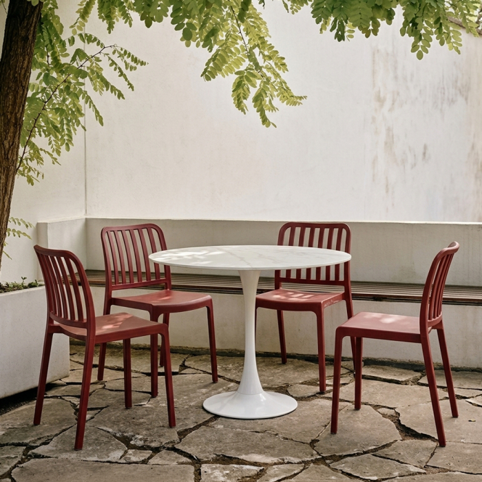 Set 4 scaune stivuibile de dining grădină și HORECA din polipropilenă roșu bordeaux [2]