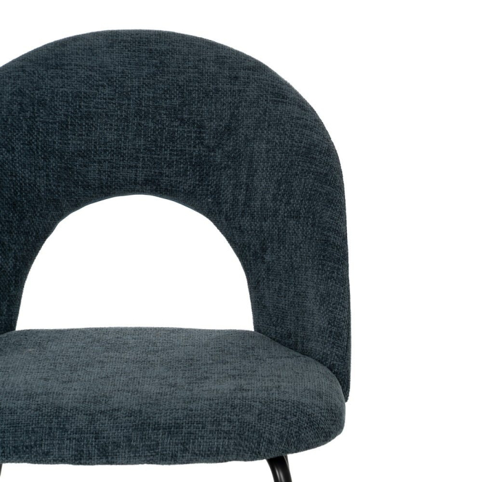 Scaune bleumarin cu tapițerie textilă și picioare negre – set 4 bucăți, design curbat [5]