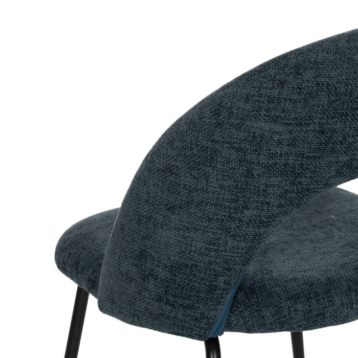 Scaune bleumarin cu tapițerie textilă și picioare negre – set 4 bucăți, design curbat [9]