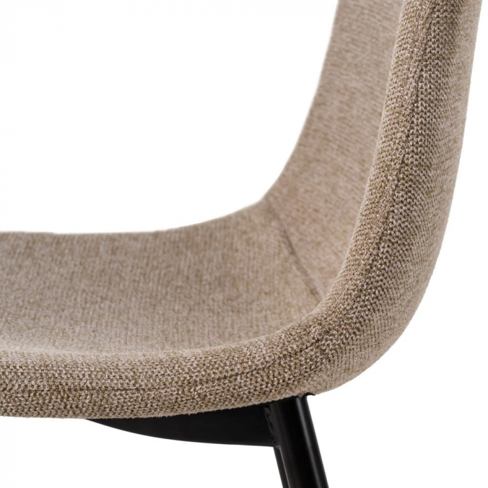 Scaune bej texturate, design scandinav ergonomic – set 4 bucăți, picioare negre [9]