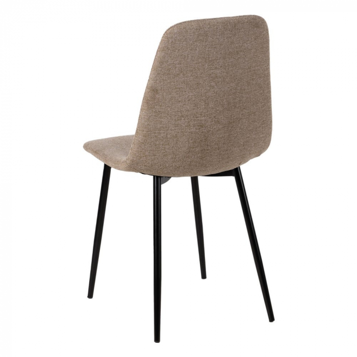 Scaune bej texturate, design scandinav ergonomic – set 4 bucăți, picioare negre [5]