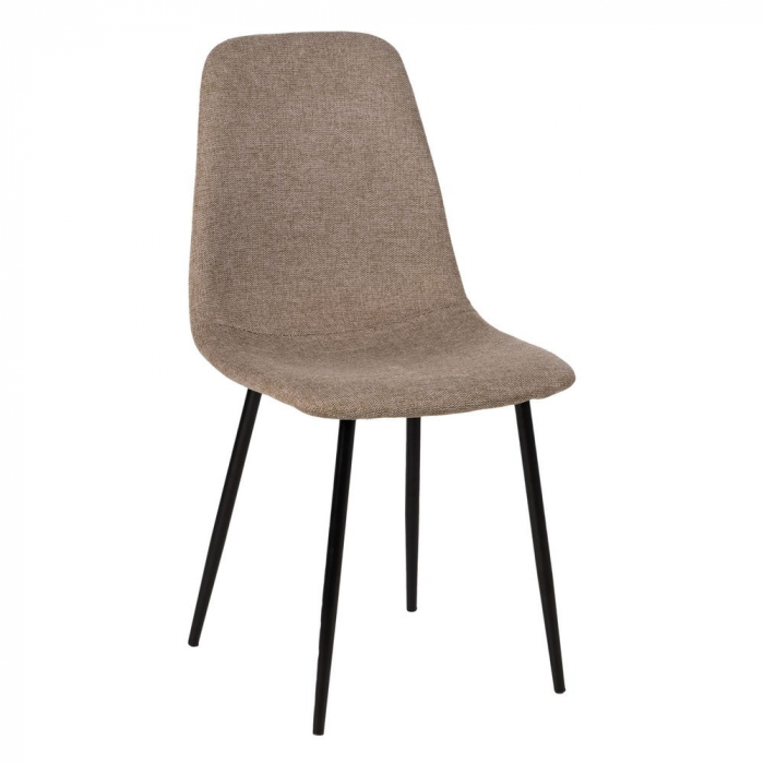 Scaune bej texturate, design scandinav ergonomic – set 4 bucăți, picioare negre [3]