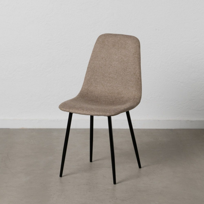 Scaune bej texturate, design scandinav ergonomic – set 4 bucăți, picioare negre [1]