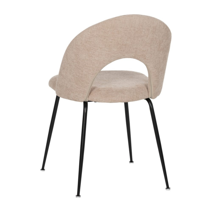 Scaune bej cu tapițerie texturată și picioare negre – set 4 bucăți, stil scandinav [4]