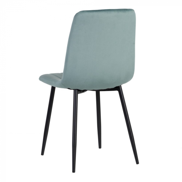 Scaune aquamarine din catifea cu spătar înalt și cusături verticale – set 4 bucăți [6]
