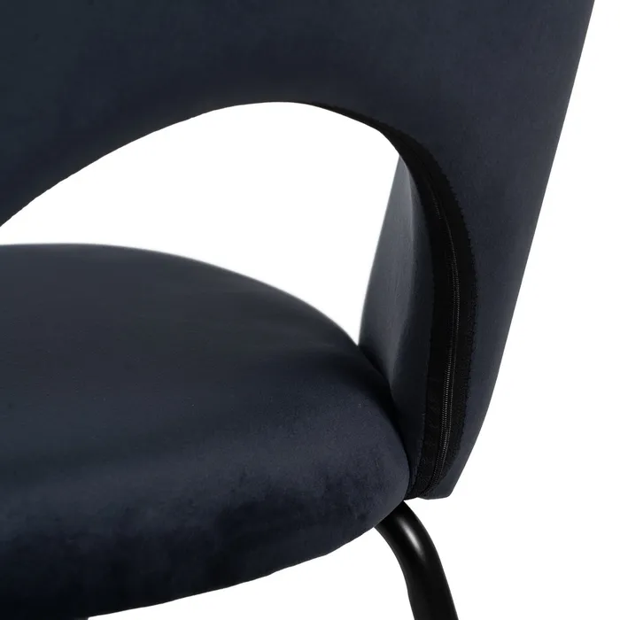 Set scaune dining bleumarin din catifea cu spătar decupat [12]