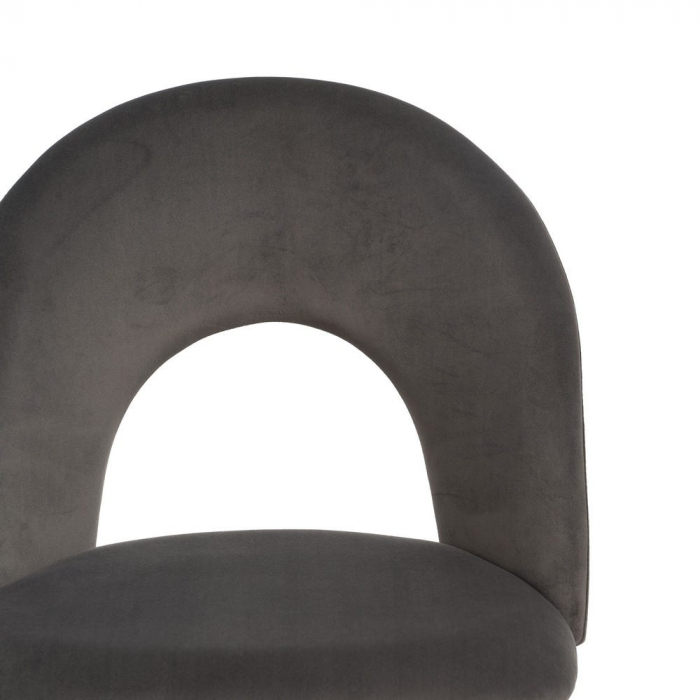 Scaune catifea gri închis cu picioare metalice negre – set 4 bucăți, stil modern [6]