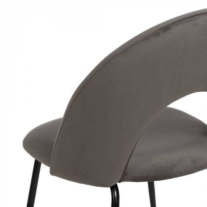 Scaune catifea gri închis cu picioare metalice negre – set 4 bucăți, stil modern [11]