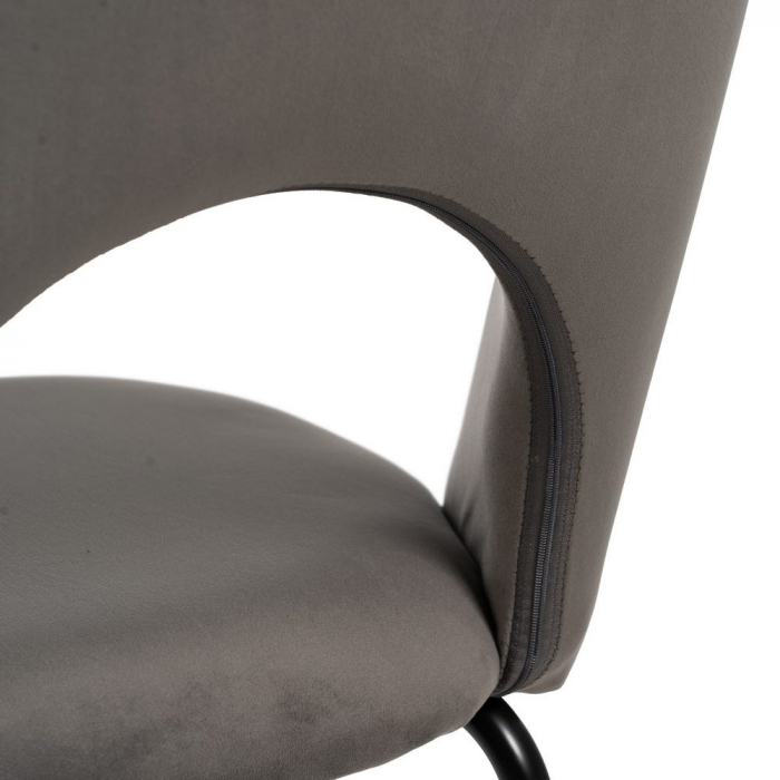 Scaune catifea gri închis cu picioare metalice negre – set 4 bucăți, stil modern [12]