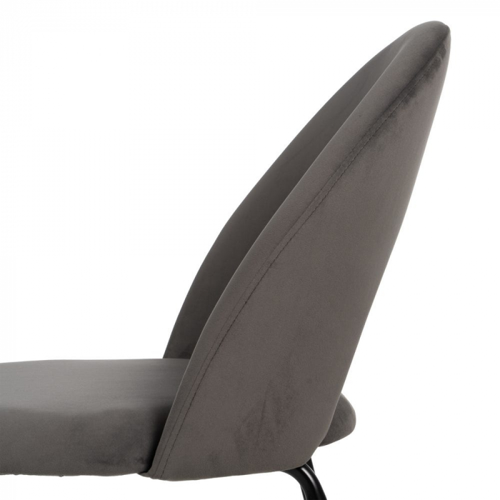 Scaune catifea gri închis cu picioare metalice negre – set 4 bucăți, stil modern [9]