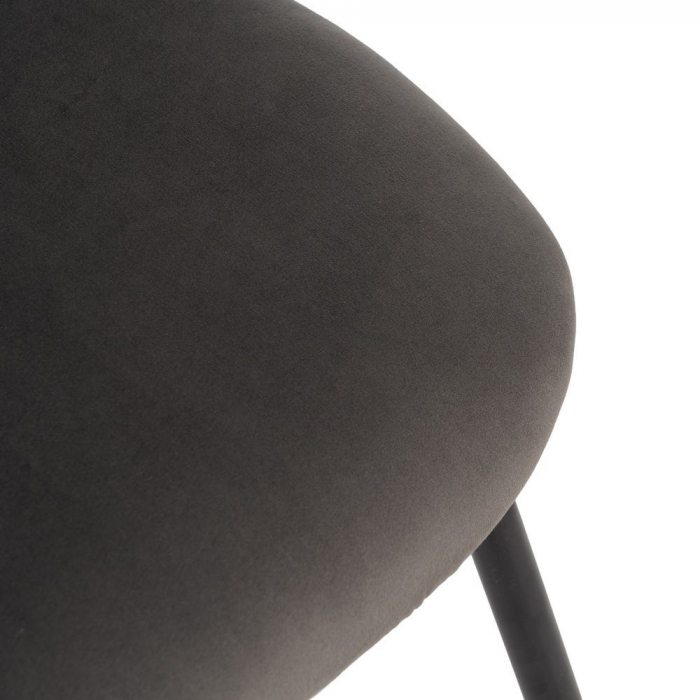 Scaune catifea gri închis cu picioare metalice negre – set 4 bucăți, stil modern [10]
