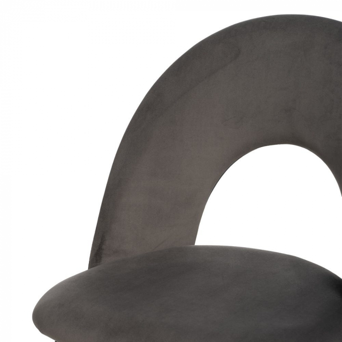 Scaune catifea gri închis cu picioare metalice negre – set 4 bucăți, stil modern [7]