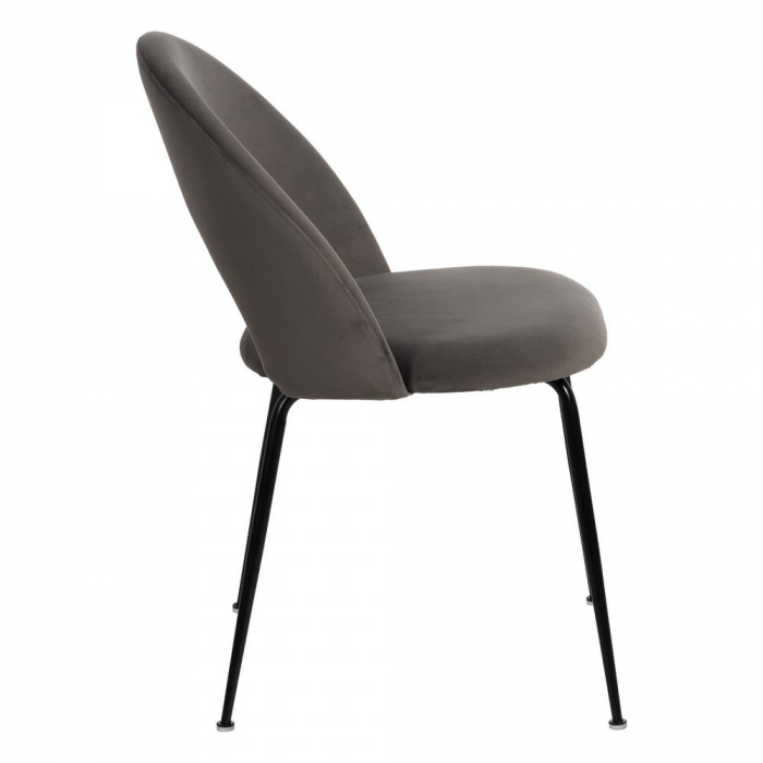 Scaune catifea gri închis cu picioare metalice negre – set 4 bucăți, stil modern [4]