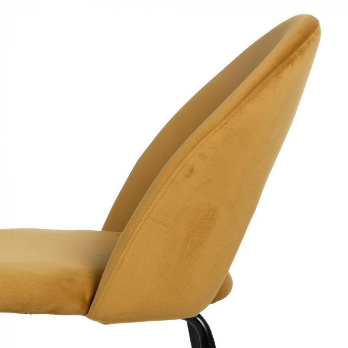 Scaune dining catifea muștar cu spătar curbat Art Deco – set de 4 bucăți [9]