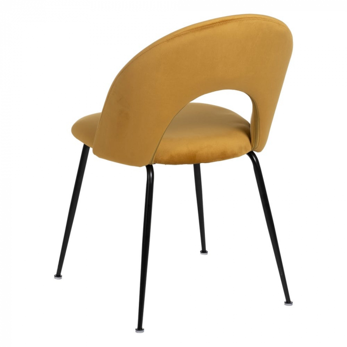 Scaune dining catifea muștar cu spătar curbat Art Deco – set de 4 bucăți [5]