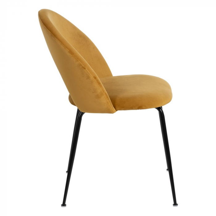 Scaune dining catifea muștar cu spătar curbat Art Deco – set de 4 bucăți [4]