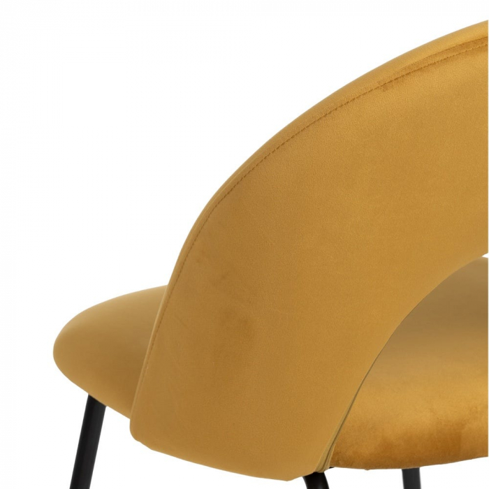 Scaune dining catifea muștar cu spătar curbat Art Deco – set de 4 bucăți [11]