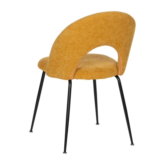 Scaune galben muștar cu tapițerie textilă – set 4 bucăți, design curbat [4]