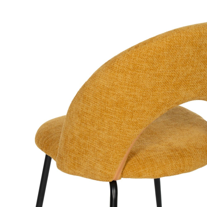 Scaune galben muștar cu tapițerie textilă – set 4 bucăți, design curbat [9]