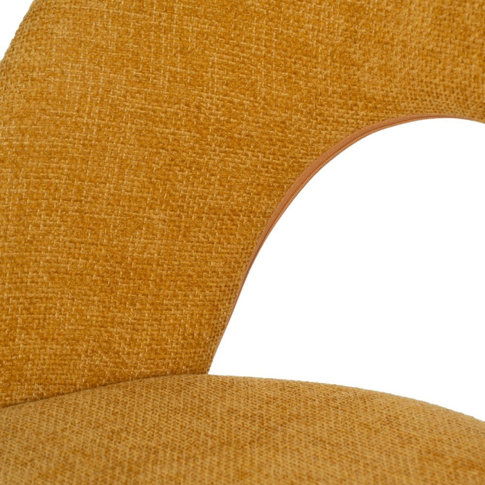 Scaune galben muștar cu tapițerie textilă – set 4 bucăți, design curbat [8]