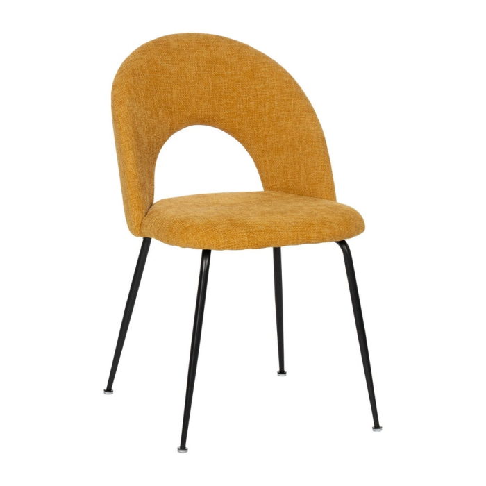 Scaune galben muștar cu tapițerie textilă – set 4 bucăți, design curbat [2]