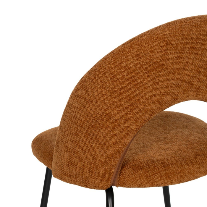 Scaune cărămizii cu tapițerie texturată și picioare negre – set 4 bucăți, design curbat [9]