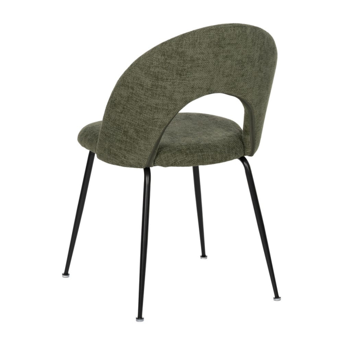 Scaune verde măsliniu cu tapițerie textilă și picioare negre – set 4 bucăți, design curbat [4]