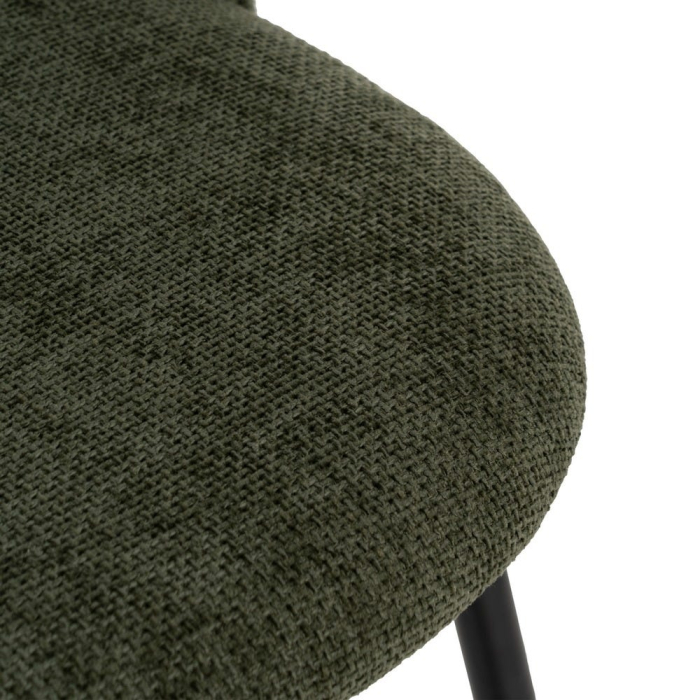 Scaune verde măsliniu cu tapițerie textilă și picioare negre – set 4 bucăți, design curbat [7]