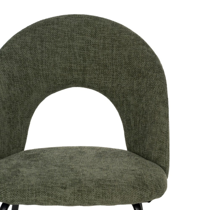 Scaune verde măsliniu cu tapițerie textilă și picioare negre – set 4 bucăți, design curbat [5]