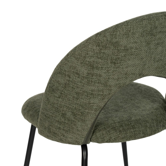 Scaune verde măsliniu cu tapițerie textilă și picioare negre – set 4 bucăți, design curbat [9]